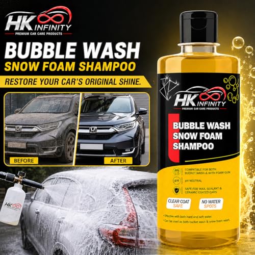 Image of Car Shampoo 500ml | Snow Foam Bubble Wash, pH Neutral High Suds Liquid | For Foam Gun, Pressure Washer & Bucket | Wax & Ceramic Coat Safe | Removes Dirt & Mud | Cars, Bikes & SUVs