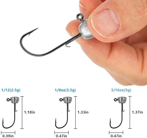 Miniatura 4 de INFISHCEO Ned Rig - Ganchos de pesca con cabeza de jig, paquete de 50 cebos Ned Rig para pesca de lubina, ganchos de cabeza de plantilla de pesca