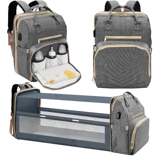 Image of Lenski Diaper Bag Backpack, Baby Shower Gifts for New Mom, Baby Registry Search, Newborn Diaper Bag with Changing Station and USB Charging Port, Toddler Travel Essential, Large Capacity Nappy Bag
