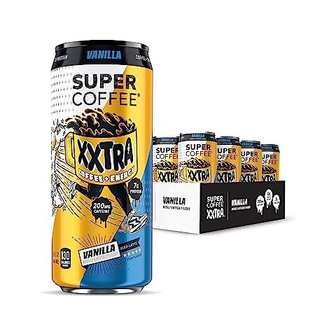 Super Coffee XXTRA, Iced Coffee (0g Added Sugar, 7g Protein, 130 Calories) [Vanilla] 15 Fl Oz, 12 Pack | Iced Coffee, Protein Coffee, Coffee Drinks, Smart Coffee - SoyFree GlutenFree Cover