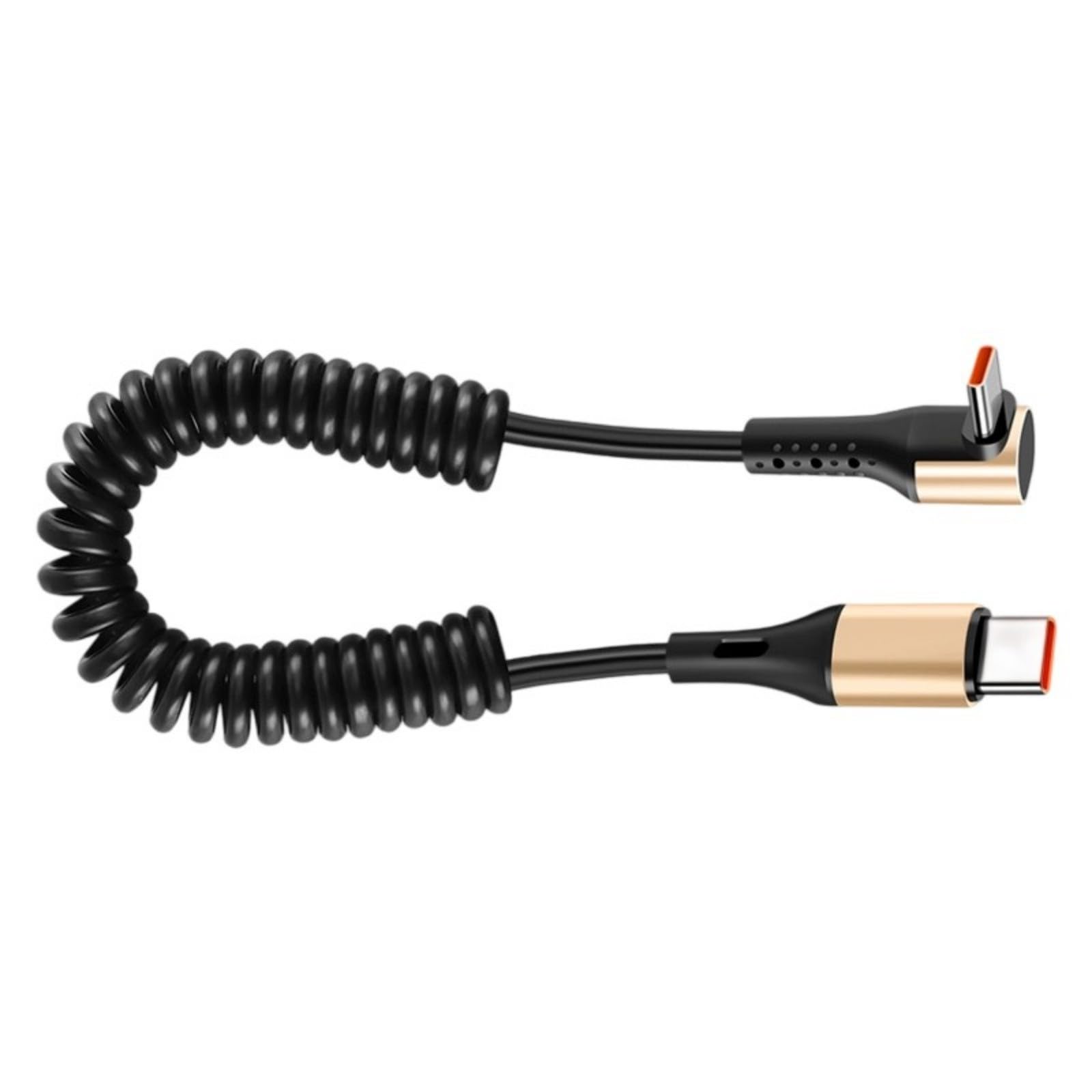 APGLSXY Adjsutable Spring Coiled Charging Cable 240W Fast Charging Double Type C Connector Wire for Wide Device Compatibility Data Transfer Cable