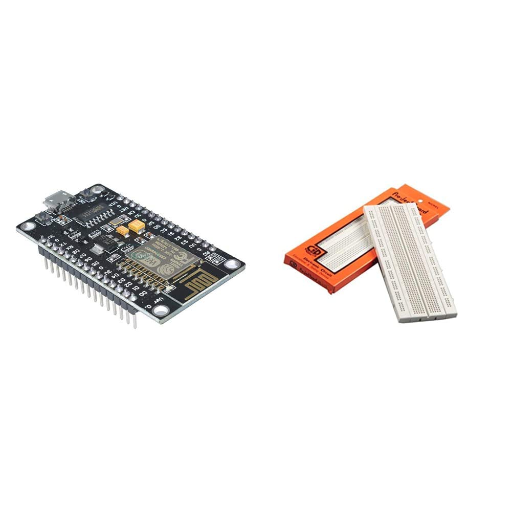 ESP8266 Nodemcu Esp8266 Lua Amica WiFi Internet of Things Development Board Cp2102 Iot & Generic Elementz Nickel Plated 840 Points Bread Board or Solderless Piecesb Circuit Test Board, White