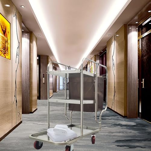 Image of INTBUYING 3 Shelf Janitor Cart Stainless Steel Janitor Cart with Cloth Bag and Mute Wheel