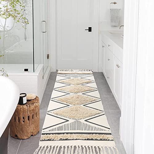 Boho Hallway Runner Rug, 2’ X 6’ Washable Rug Runner Shaggy Tufted Tassels Laundry Room Rug, Indoor Outdoor Cotton Farmhouse Long Carpet For Kitchen Bathroom Foyer Bedroom #TOP5