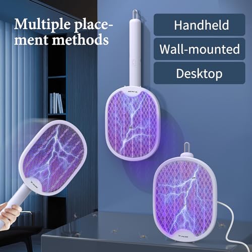 PALONE Electric Fly Swatter, 4000V Foldable Fly Zapper Killer with Rechargeable Battery, 3 Layers Mesh with USB-C, Mosquito Killer Flying Insects Control for Living room, Garden, Kitchen - Image 2