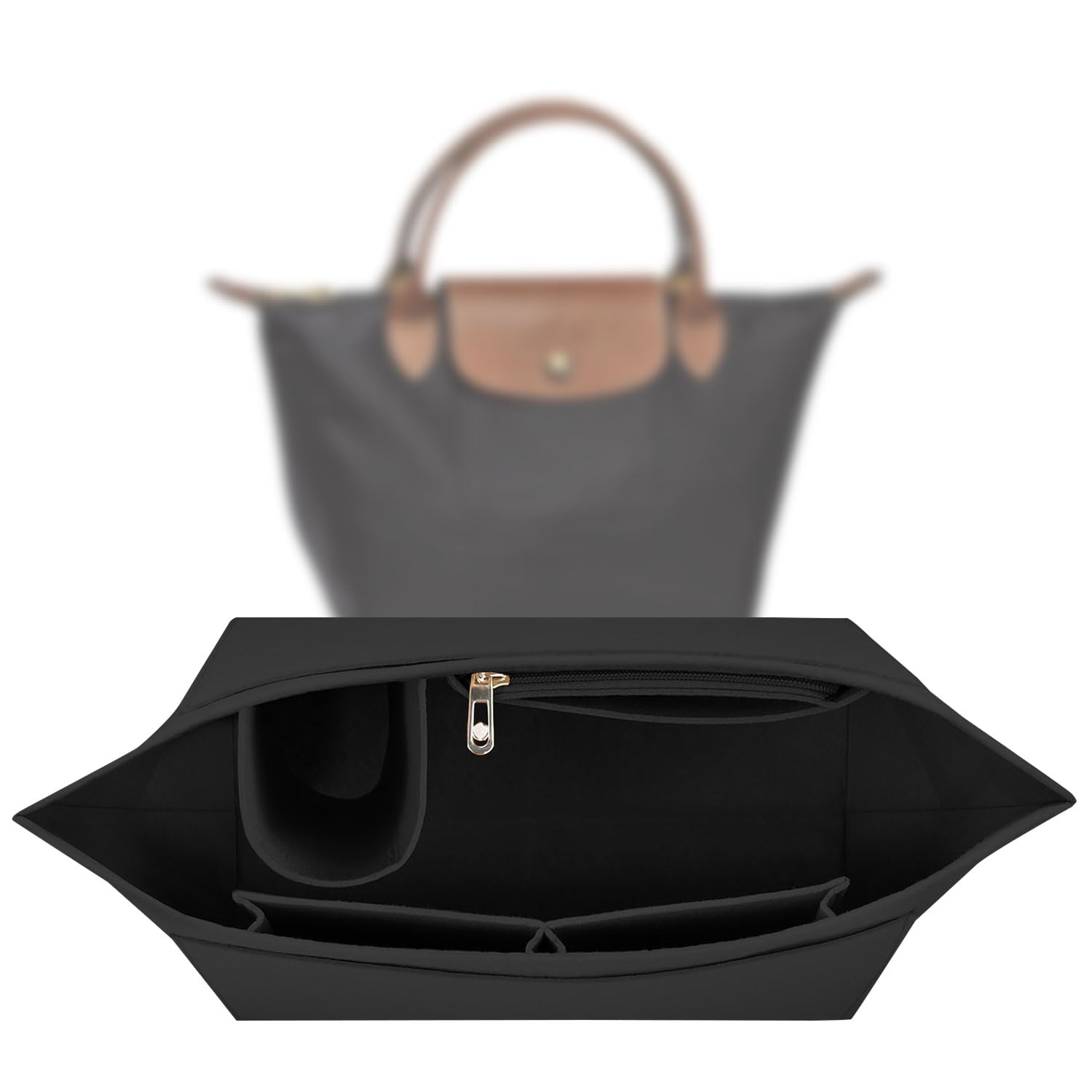 Sunshine smile Organizer für Longchamp Tasche,Organizer für Longchamp Pliage S,Tascheninnenorganizer,Taschenorganizer,Multi-Pocket Felt Handbag,Filz Taschenorganizer mit Mehreren Taschen