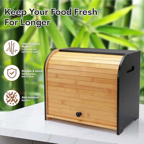 50% Off Bamboo Bread Box for Kitchen Countertop