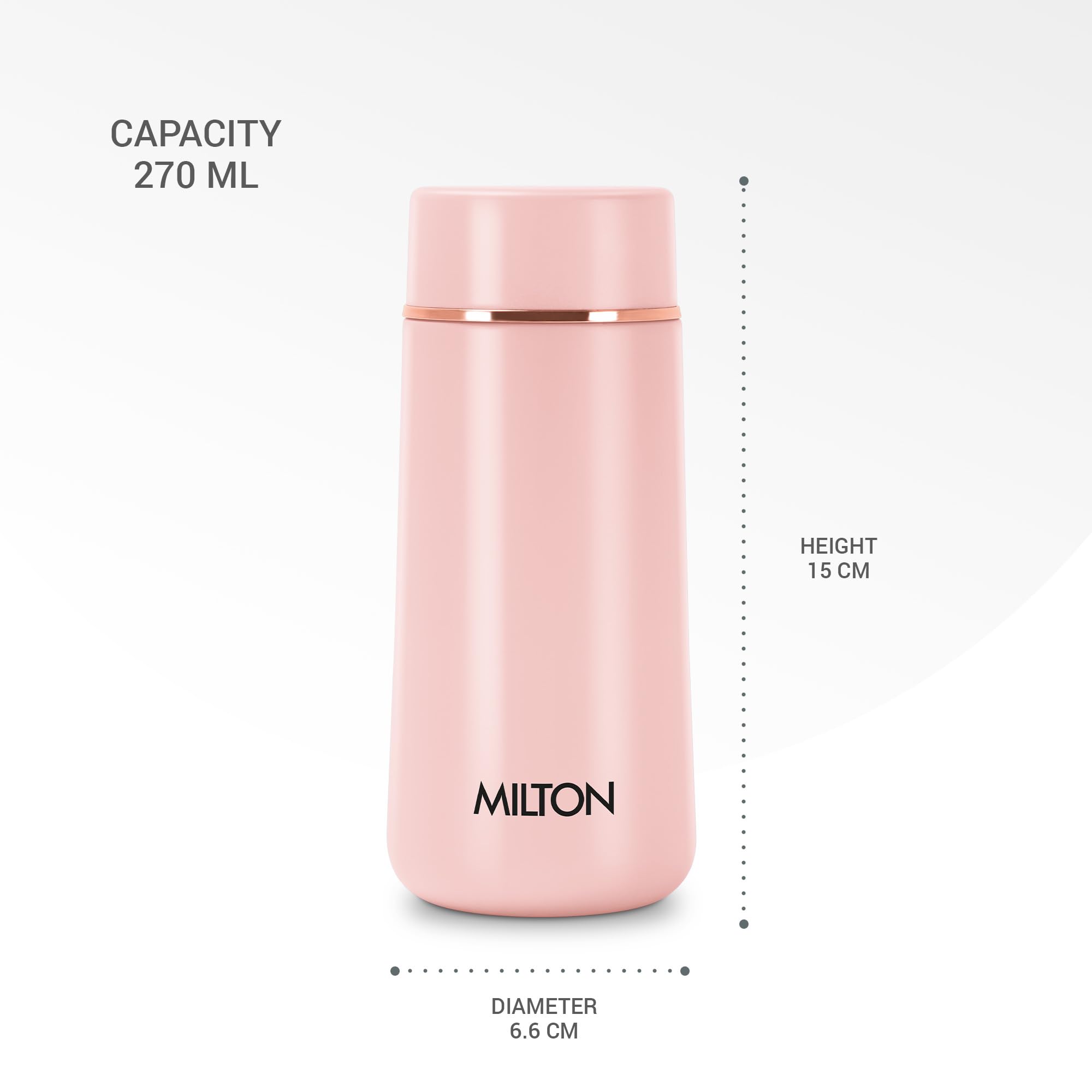 Milton Starlit 270 Thermosteel Compact ISI Certified Water Bottle, Vacuum Insulated Hot and Cold I SS304 Stainless Steel, Leak Proof I 260 ml, Pink — Amazon image 5