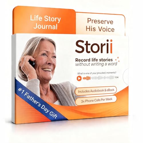 Storii - Record Your Life Story: Guided Voice Journal & Audio Memoir - A Unique Way to Share Your Story - 12 Months of Call Prompts & Automatic Transcription - Gift for Mom, Dad, Grandma & Grandpa