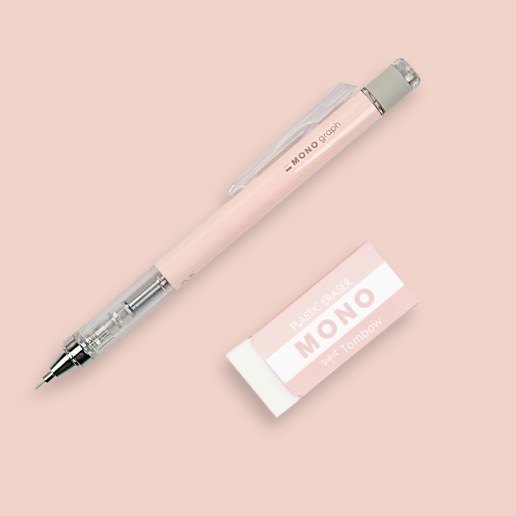 Amazon.co.jp: トンボ MONOグラフ&MONO消しゴム 0.5mm コーラルピンク