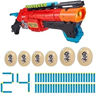 ZURU X-SHOT 4867 Dino Attack Claw Hunter Foam Blaster, 24 Darts, 6 Half Egg Targets