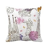 beatChong - Funda de cojín cuadrada para decoración de sofá o sofá de Barcelona