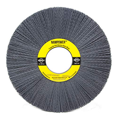 Image of Brush Research CW812320SC Nampower Composite Hub Abrasive Nylon Wheel Brush, Round Hole, Silicon Carbide Filament, 8 inch Diameter, 0.022 inch Wire Diameter, 2 inch Arbor Hole, 2.5 inch Bristle Length, (Pack of 1)