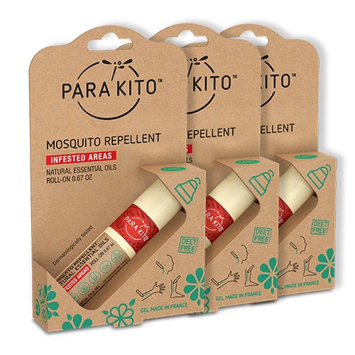 Parakito Roll-On Gel Mosquito Repellent For Kids & Adults | W/Vitamin E & Citronella Oil | Travel Size Insect Repellent For Hiking & Camping Accessories | Deet-Free Protection (0.67 Oz) 3 Pack #TOP2