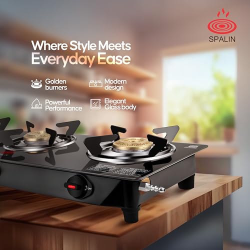 Image of 3 Burner Automatic Gas Stove | Black Crystal Glass Top | Auto Ignition | ISI Certified | High Efficiency Burners | Durable & Easy Clean | Modern Kitchen Gas Stove