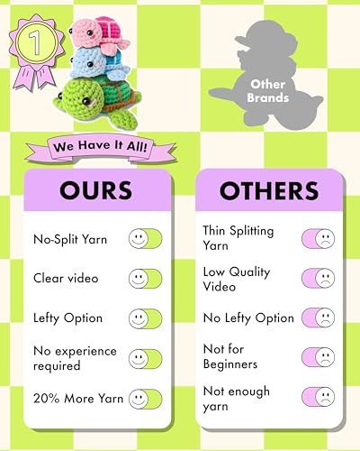 Image of Granny Squirrel Turtle Crochet Kit for Beginners - DIY Amigurumi Animal Craft Kit with Full HD Video Tutorials & Easy No-Split Yarn - Complete Starter Set for Adults & Kids (Ages 13+)