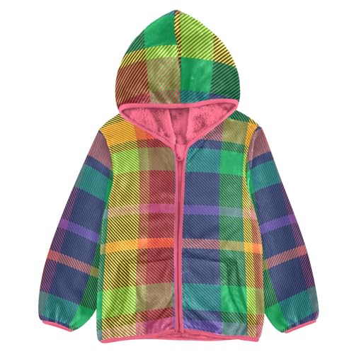 GuoChe Rainbow Plaid Sherpa Jacket