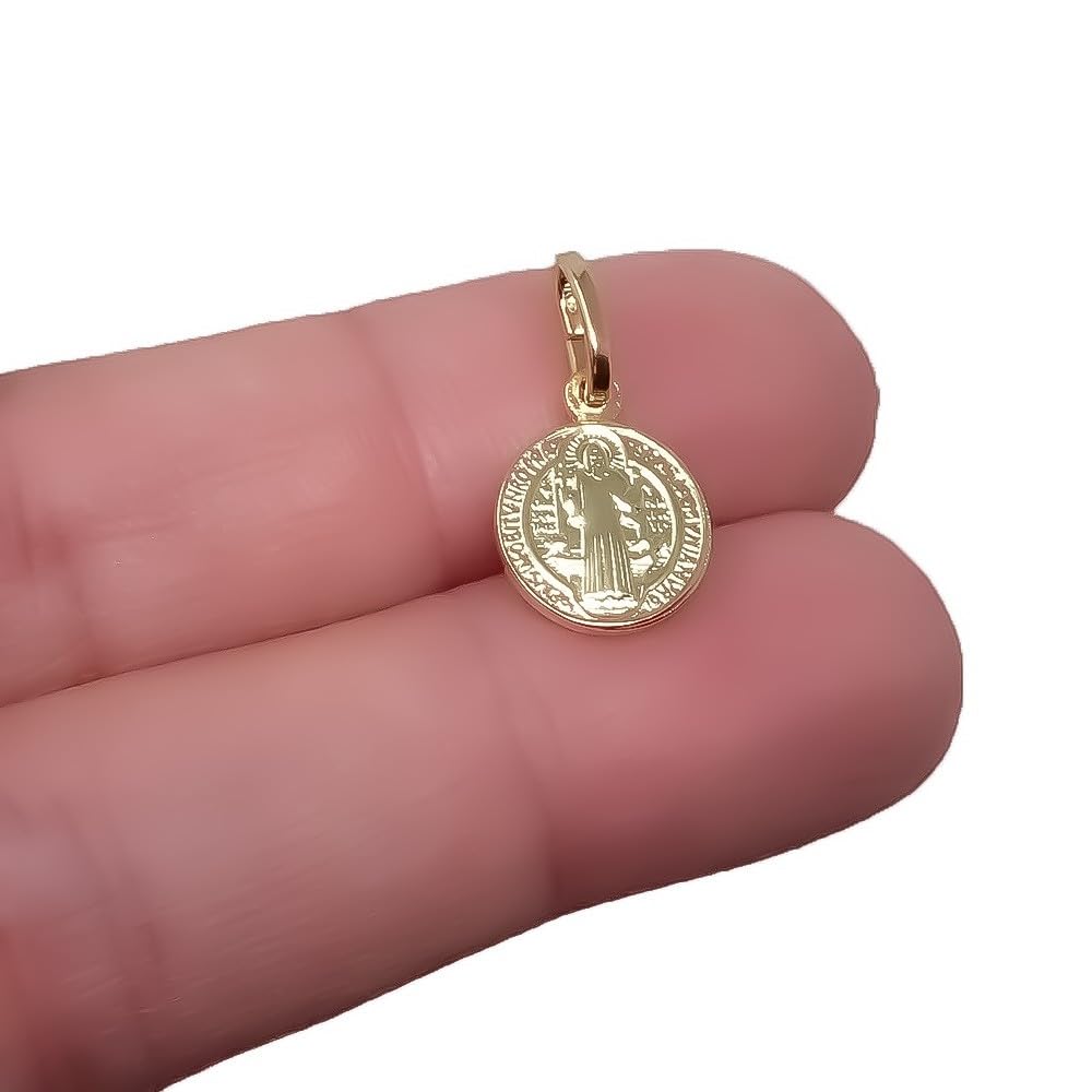 San Benito Medalla Plata Ley 925m chapada oro 10mm. doble cara