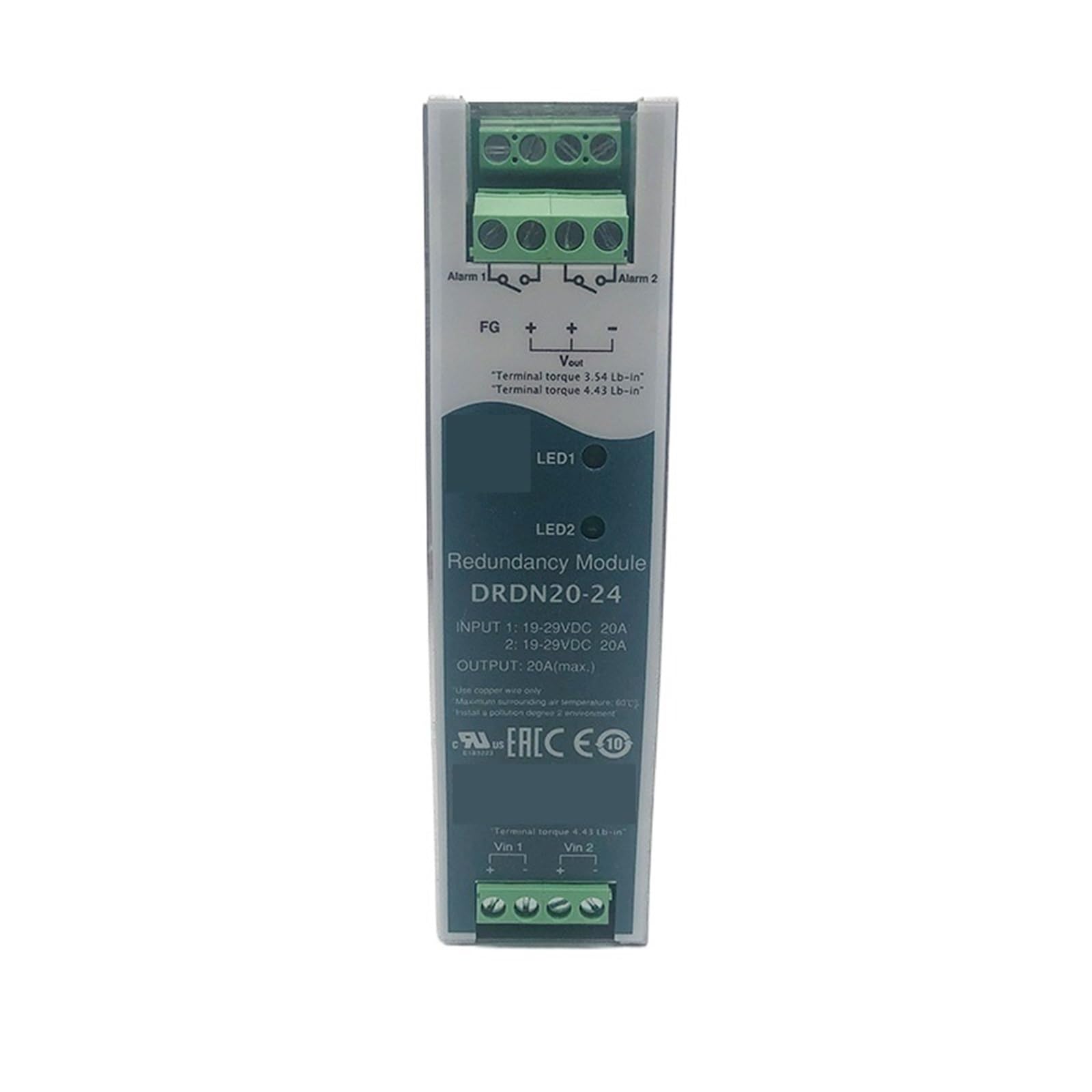 Módulo de redundancia de fuente de alimentación tipo riel DIN, DRDN20-12, DRDN20-24, DRDN20-48, 20 A, 9-24 V CC, 12 V, 24 V, 48 V(DRDN20-12)