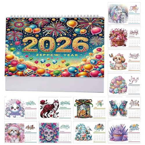 Rhinestone Painting 2026 calendrier de bureau cadeau Noël famille
