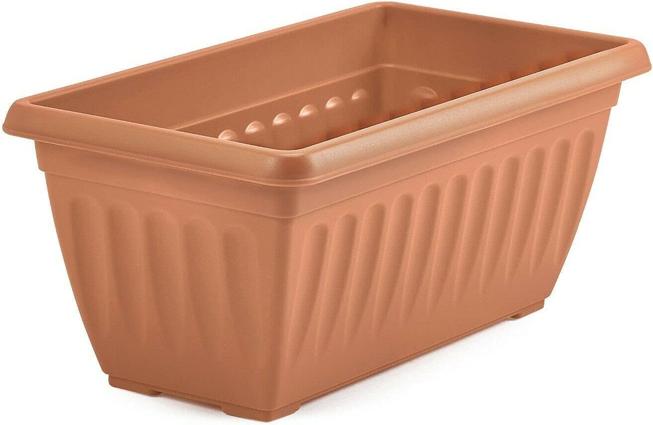 HOMION Athens 40cm rectangular window planter plastic garden pot (Terracotta, 1)