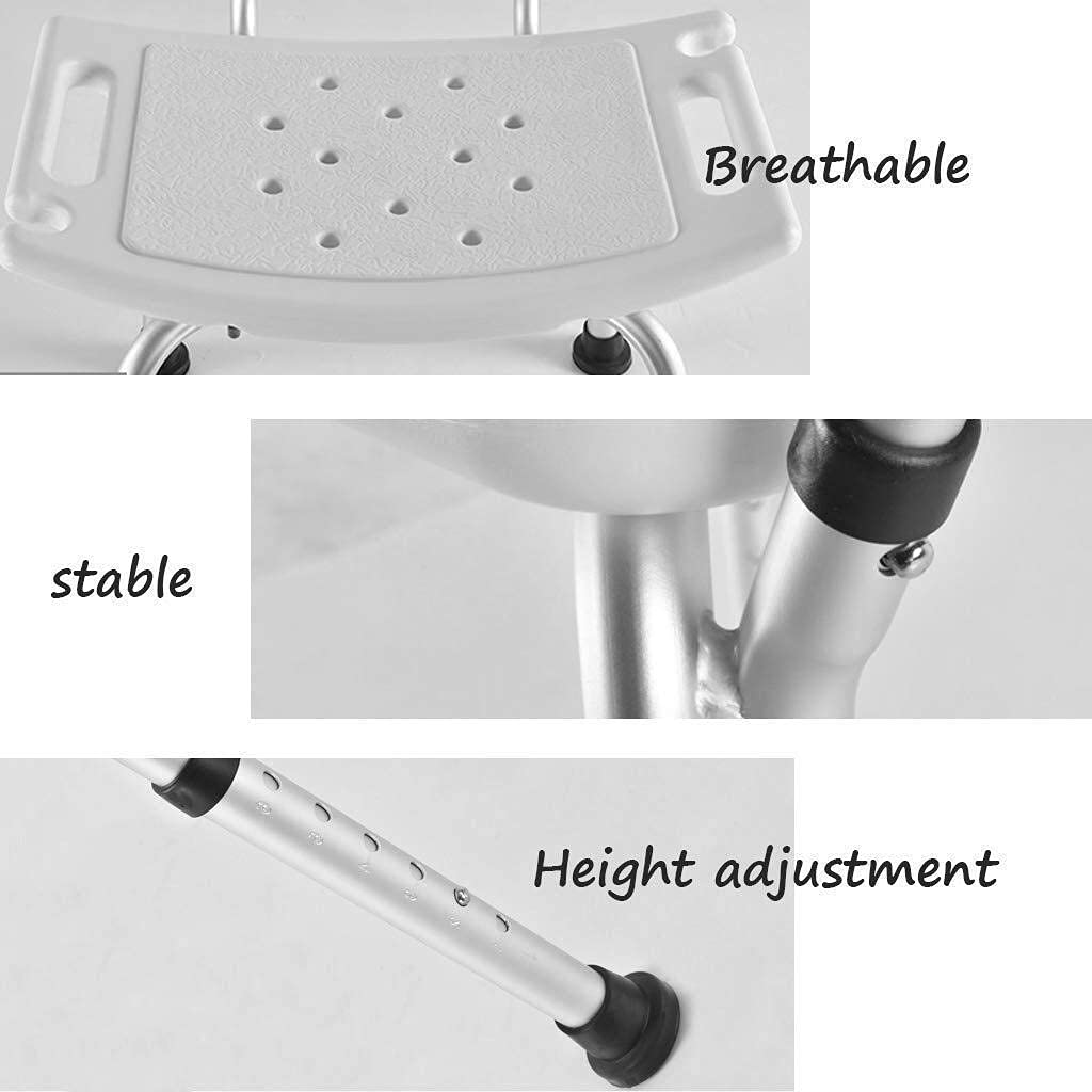 Taburete de Ducha Asiento de baño Silla de baño Antideslizante Aluminio Ligero Altura Regulable Antibacteriano Estable Ancianos con discapacidad 150 Kg de Peso