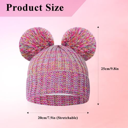 Winter Hat for Kid Children's Warm Knitted Beanie Double Ski Pom Fleece Lined Thick Cap Girls Accessory Knit Hat2