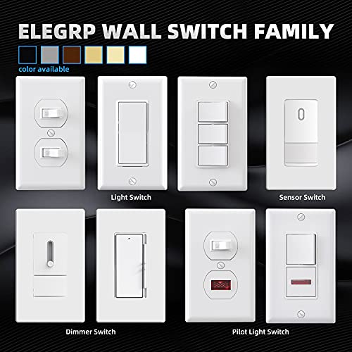 Elegrp Decorator Triple Rocker Light Switch, Electrical Three Single Pole Paddle Switch, 15A, 125V, In-Wall On/Off Switch, Self-Grounding, Wall Plate Is Included, Ul Listed (1 Pack, Glossy White) #TOP2