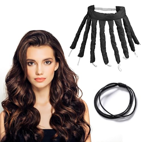 STCRERAG Rizador de Pelo sin Calor, Tubo Rizador sin Calor de Calamar, Rizos sin Calor con Coletero,Diadema Rizadora sin Calor sin Daños, Ondulador de Pelo sin Calor para Dormir DIY Pelo Rizado