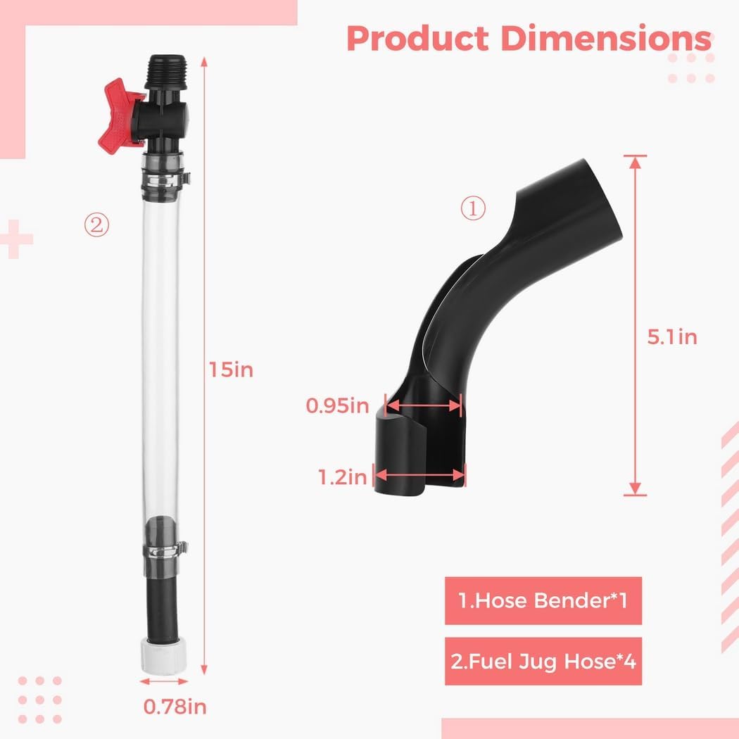 Four Pcs Racing Fuel Jug Hoses Along With Valve, Transparent Pvc Fuel Filler Hose Including 1 Hose Bender, 0.78In Auto Fuel Filler Hose To Lawn Mowers, Racing Cars, Motorcycles