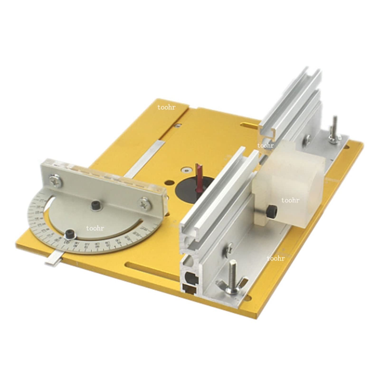 Placa de inserción de mesa de enrutador, bancos de carpintería, sierra de mesa con guía de calibre de inglete, soportes deslizantes de cerca de perfil de aluminio(B 1set)
