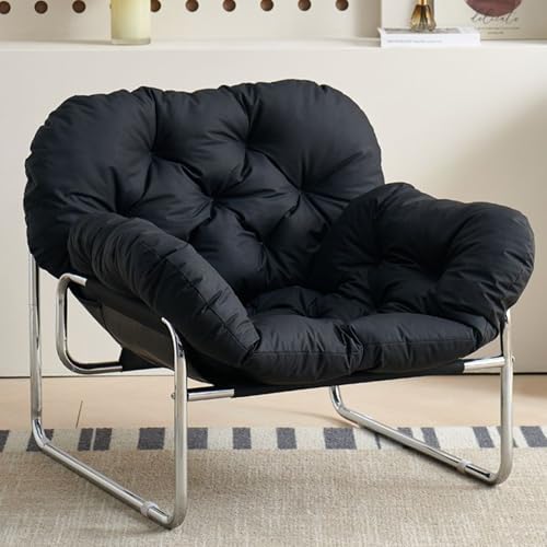 Czarne krzesło ze skóry PU z podnóżkiem, fotel wypoczynkowy dla relaksu, stylowa rozkładana sofa, nowoczesny design do salonu i biura