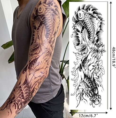 Aresvns Sleeve Japanese Tattoos For Men And Women Sheets Cool Full Arm And Half Arm Temporary Tattoos Large Fake Tattoos Waterproof And Long Lasting Amazon Co Uk Beauty
