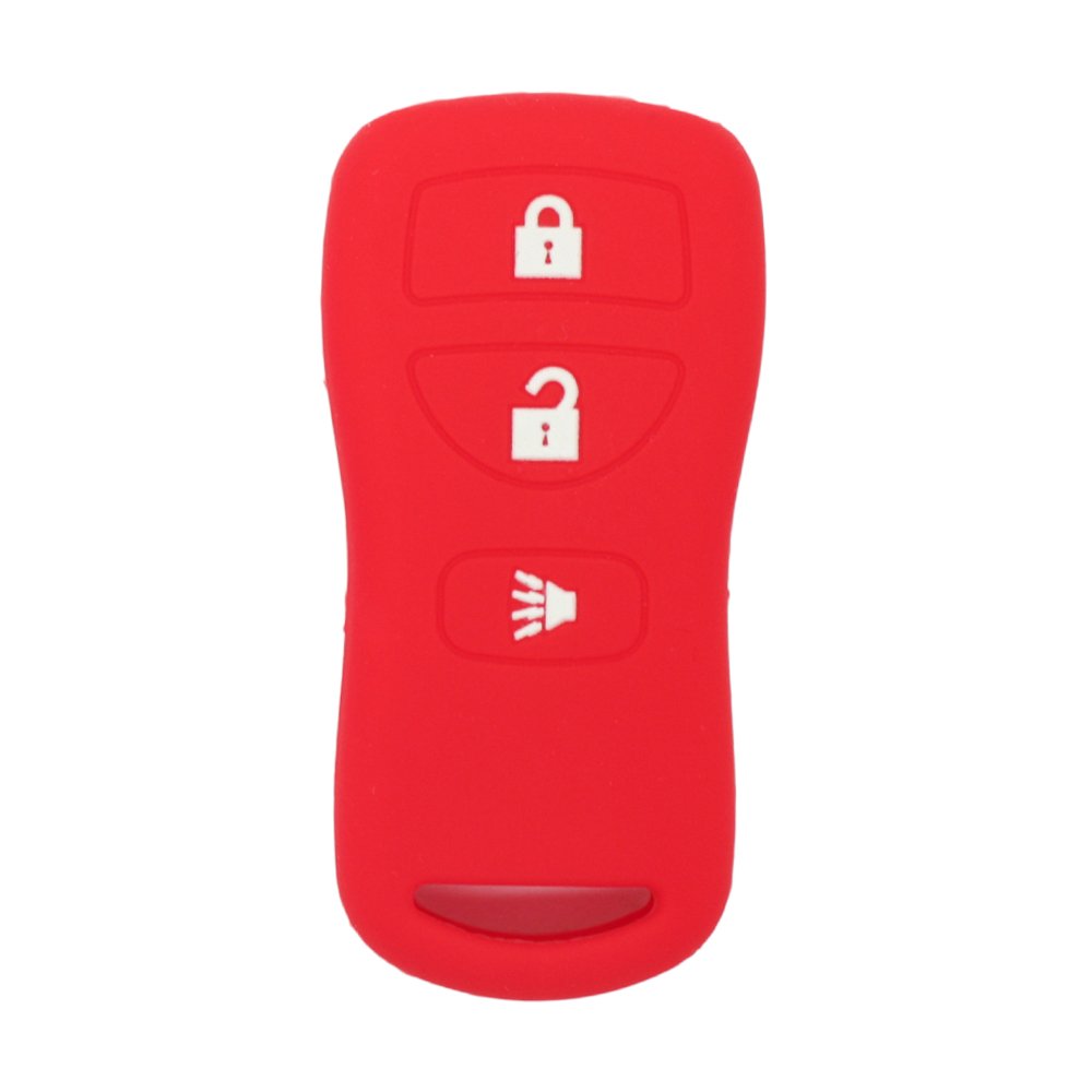 SEGADEN Silicone Cover Protector Case Holder Skin Jacket Compatible with NISSAN 3 Button Remote Key Fob CV2507 Red