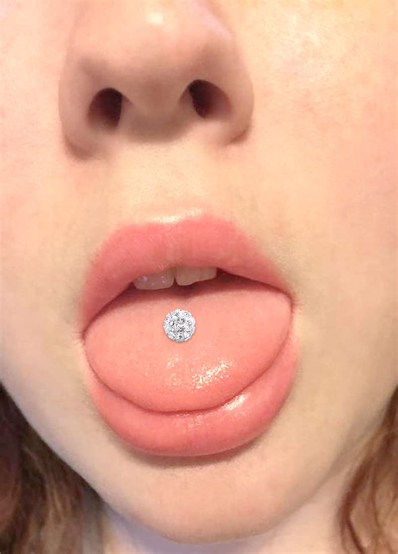 Briana Williams Zungenpiercing Brustwarzenpiercing Chirurgenstahl 14G Piercing Barbell Silber 12/14/16/18/20mm Stablänge - 4