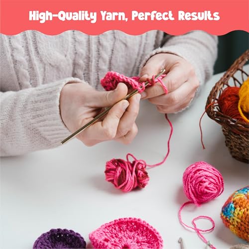 Image of Nibras DIY Crochet Kit for Beginners | Complete Crochet Supplies with Acrylic Yarn, Hook, Needle & Accessories (Set of 3 Yarn)