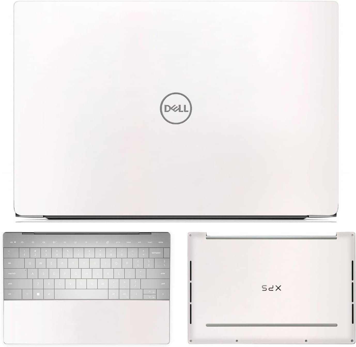 SopiGuard Sticker Skin for 2022 Dell XPS 13 Plus Model 9320 Vinyl Wrap Include Top, Keyboard, and Bottom Panels (Satin Pearl White)