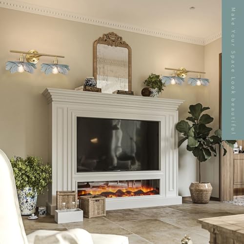 Image of gold vanity light mid century Modern Vanity Lights Fixtures 2 light bathroom sconce with Dark Green Glass Shade gold Wall Sconce Light Bathroom Lights Over Mirror for Bedroom Hallway Living Room