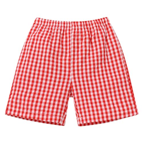 Image of OBEEII Back to School Outfit Toddler Boy Short Sleeve Graphic Shirt Gingham Shorts First Day of School Summer Clothing Set