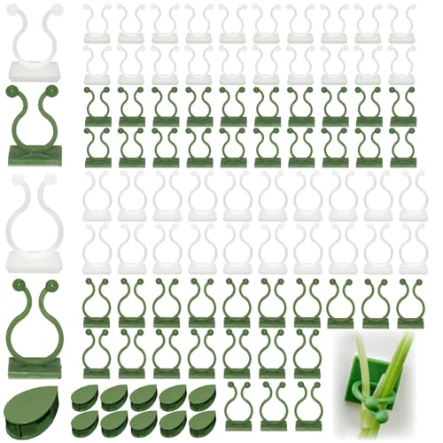 LXBCTOP 90 Stück Pflanzenclips, 5-Modelle Wandhalterung für Pflanzen,kletterpflanzen Clips, Unsichtbare Kletterpflanzen Clips, Grün und Weiß Kletterpflanzen-Befestigungsclips für Pflanzen