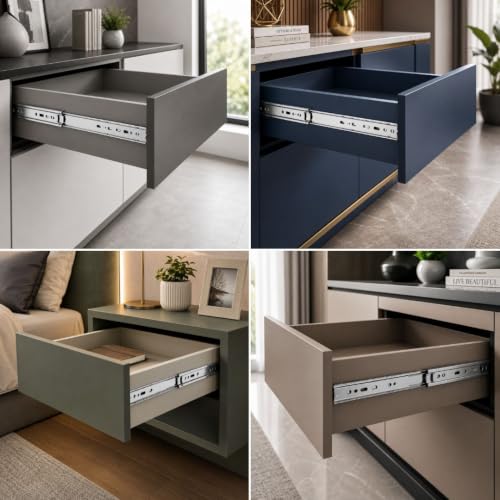 Image of Hettich Telescopic Ball Bearing Channel KA 5632 /500mm | Zinc Finish Drawer Channel for Home, Kitchen & Wardrobe | Load Bearing Capacity 45 kg | 100% Extension, Galvanised Steel (2 Pcs)