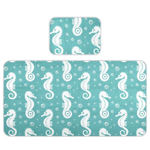 Takiito Seahorses Baby Cooling Mattress Pad, Soft & Breathable Cooling Mat Keep Baby Cool in Summer 28x52 in, Nursery Essential