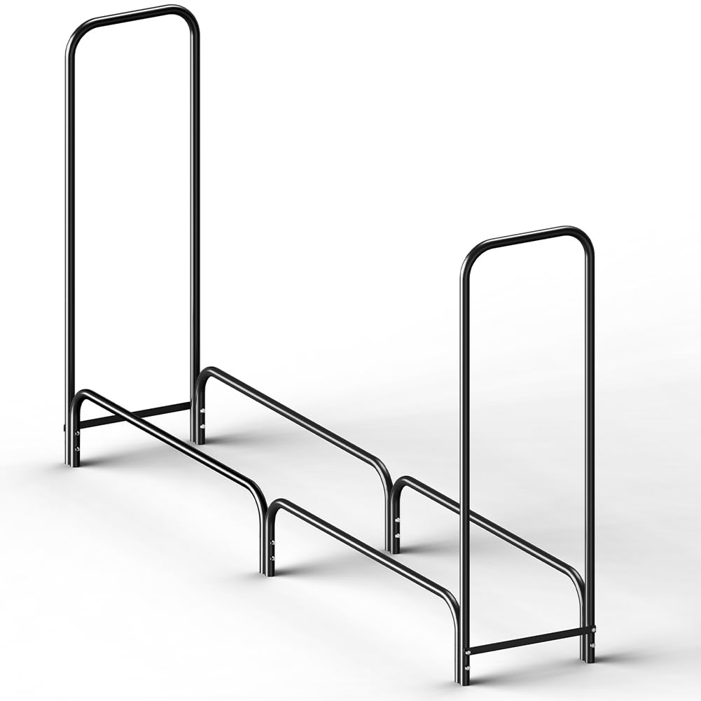 BAKAJI Portalegna Supporto Scaffale Struttura Tubolare in Metallo Porta Legna da Interno Esterno Legnaia Casa Giardino per Camino Caminetto Stufa Design Moderno (200 x 36 x 115 cm)
