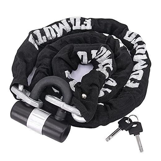 FD-MOTO 1,8Mx10mm 4KG Cerradura de Cadena de Moto de Acero Scooter Bicicleta Motocicleta Cerradura