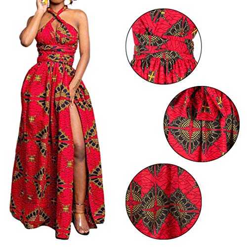Vimoisa Women Sexy Boho African Long Maxi Dress V-Neck Multi-Way Pleated Floral Print Dresses2