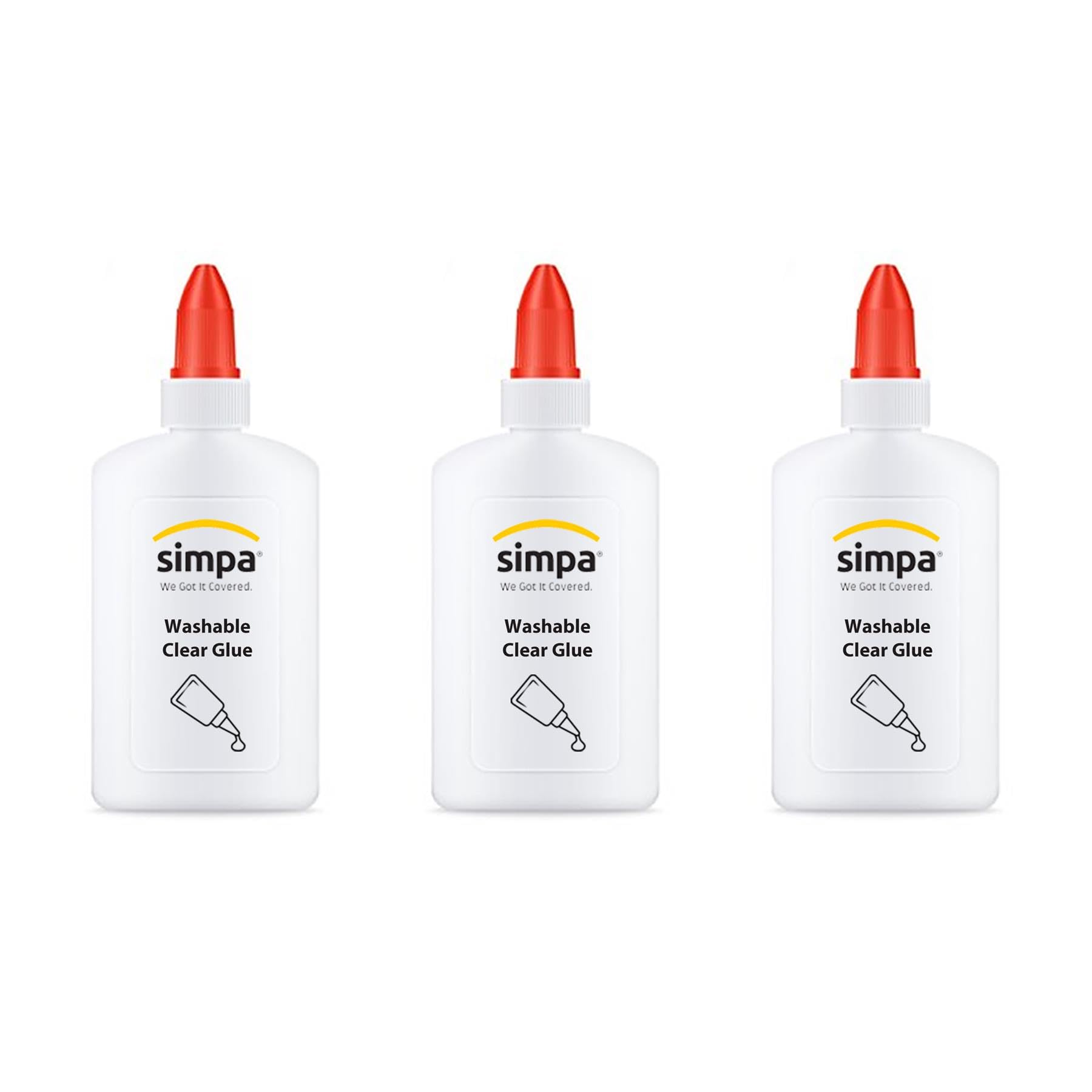 simpa Washable Clear Transparent Glue 3 x 266ml