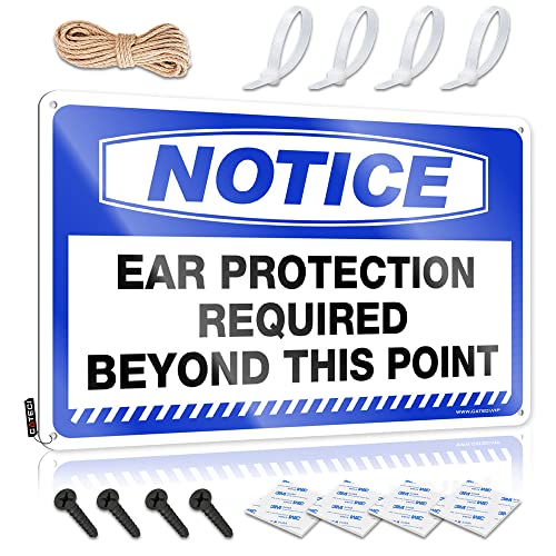 CakJuice レトロ ブリキ看板 通知 耳の保護が必要 Beyond This Point ブリキ看板 寮 部屋 アクセサリー おもしろビールサイン(サイズ:20X30CM )