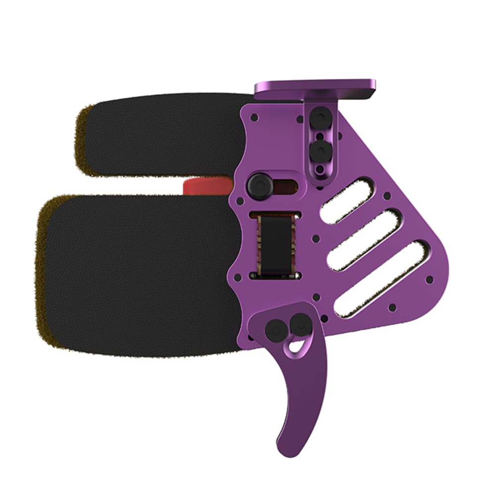 DEERACE Archery Finger Tab Genuine Leather with Aluminum Plate Adjustable Finger Guard, Protective Gear for Recurve Bow (Purple, S)