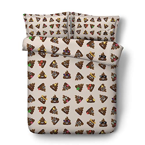 JF-440 Poop Bedding Set for Kids 3pcs Full Size Sheets Contains 1 Duvet Cover 2 Pillow Shams, not Comforter (King)