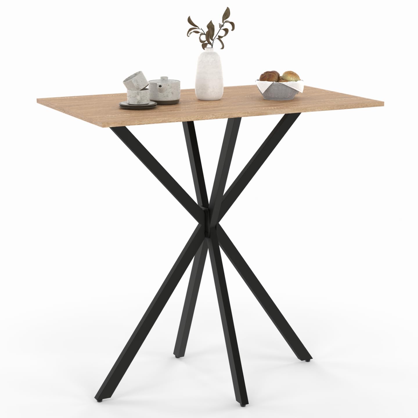 IDMarket - Table Haute de Bar rectangulaire Alix Pied araignée Bois et Noir